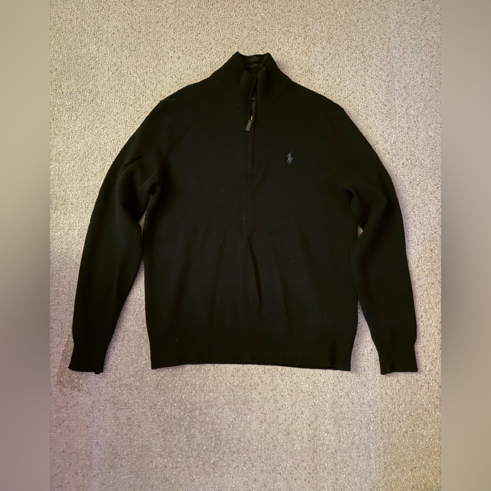 Polo Ralph Lauren Men's Black Merino Wool Quarterzip